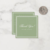 Klassieke saliegroene rand script bruiloft bedankj notitiekaartje (Voorkant / Achterkant in situ)