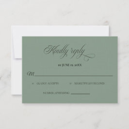 Klassieke saliegroene trouw-RSVP kaart