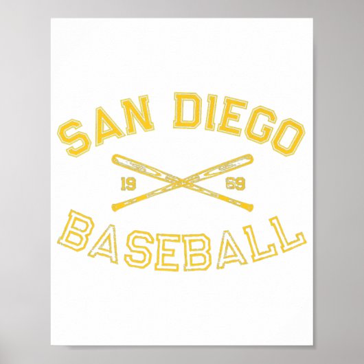 Klassieke San Diego California Baseball Retro Vi Poster (Voorkant)