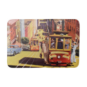 Klassieke San Francisco Kabeltram Reisposter Kunst Badmat