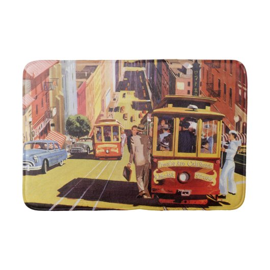 Klassieke San Francisco Kabeltram Reisposter Kunst Badmat (Voorkant)