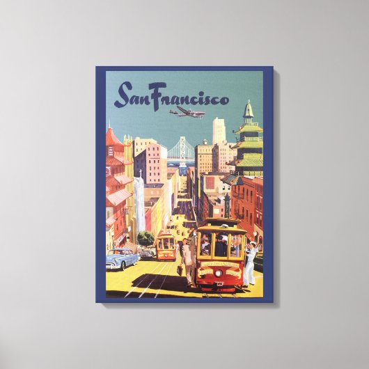 Klassieke San Francisco Kabeltram Reisposter Kunst Canvas Afdruk (Voorkant)