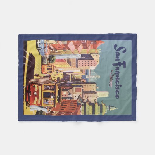 Klassieke San Francisco Kabeltram Reisposter Kunst Fleece Deken (Voorkant (Horizontaal))