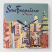 Klassieke San Francisco Kabeltram Reisposter Kunst Vierkante Klok (Voorkant)