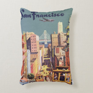Klassieke San Francisco Kabeltreinen Reisposter Ku Accent Kussen
