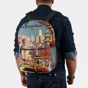 Klassieke San Francisco Kabeltreinen Reisposter Ku Bedrukte Rugzak