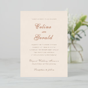 Klassieke Sandy Neutral Elegant Wedding Folie Uitnodiging
