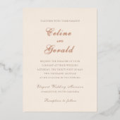 Klassieke Sandy Neutral Elegant Wedding Folie Uitnodiging (Voorkant)
