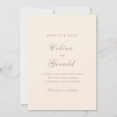 Klassieke Sandy Neutrale Elegante Bruiloft Save The Date (Voorkant)