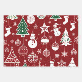 Klassieke Santa Candy Cane Rood Groen Kerstcadeau Inpakpapier Vel (Voorkant 3)