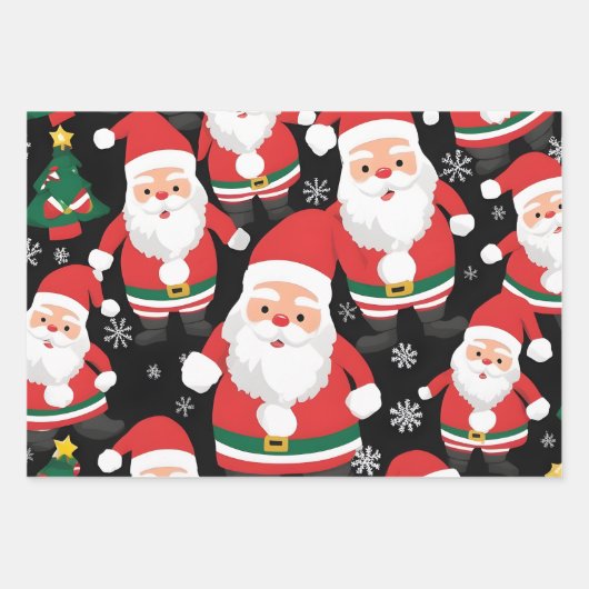 Klassieke Santa Candy Cane Rood Groen Kerstcadeau Inpakpapier Vel (Voorkant 2)