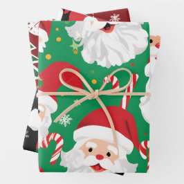 Klassieke Santa Candy Cane Rood Groen Kerstcadeau Inpakpapier Vel