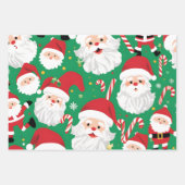 Klassieke Santa Candy Cane Rood Groen Kerstcadeau Inpakpapier Vel (Voorkant)