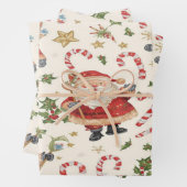 Klassieke Santa Candy Canes kerstpatroon Inpakpapier Vel (In situ)