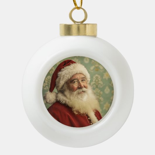 Klassieke  Santa Claus Cameo Keramische Bal Ornament (Voorkant)