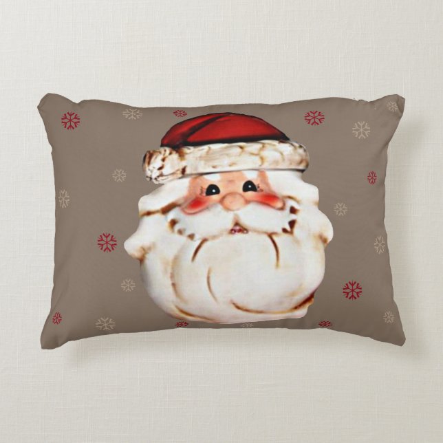Klassieke Santa Claus Face Accent Kussen (Voorkant)