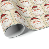 Klassieke Santa Claus Face Cadeaupapier (Rol Hoek)