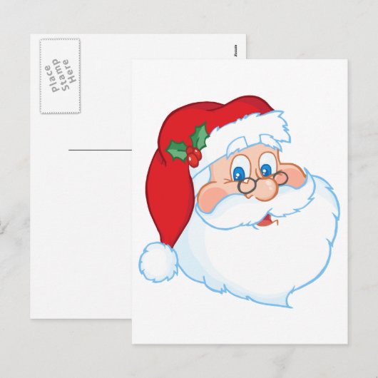 Klassieke Santa Claus Head Feestdagenkaart (Voorkant / Achterkant)