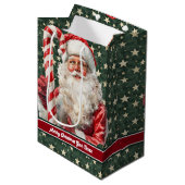 Klassieke  Santa Claus Waterverf Candy Cane Medium Cadeauzakje (Voorkant Gekanteld)