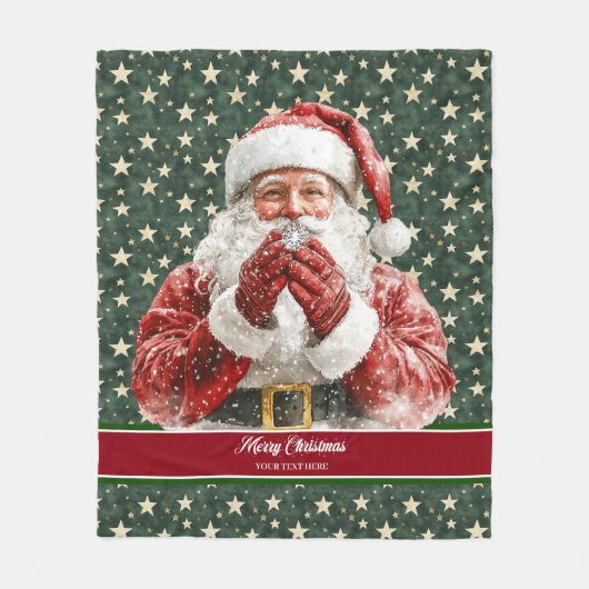 Klassieke Santa Claus Waterverf vakantiedeken Fleece Deken (Voorkant)