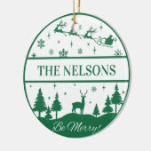 Klassieke Santa en Sleigh Familie Keepsake Custom Keramisch Ornament (Links)