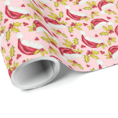 Klassieke Santa Hat Holly Novelty Pink Fun Christm Cadeaupapier (Rol Hoek)