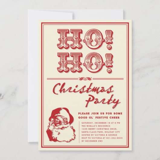 Klassieke  Santa HO HO Kerstfeest Kaart (Voorkant)