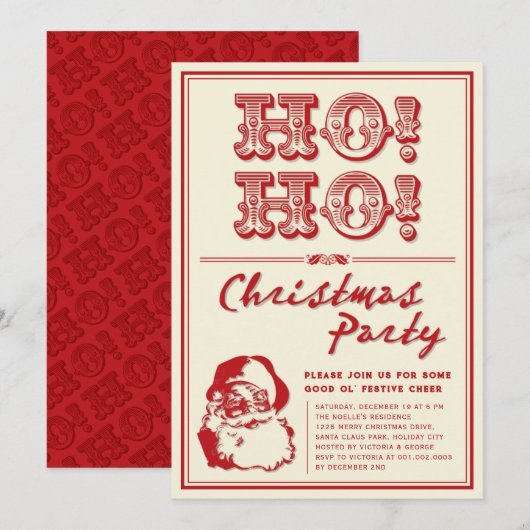 Klassieke  Santa HO HO Kerstfeest Kaart (Voorkant / Achterkant)