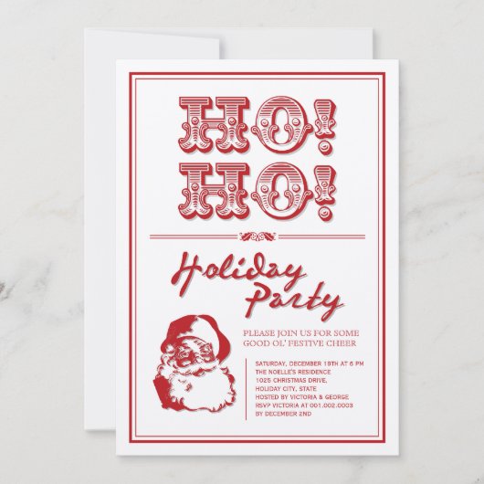 Klassieke  Santa HO Holiday Party Uitnodigen Kaart (Voorkant)