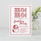 Klassieke Santa HO Holiday Party Uitnodigen Kaart (Staand voorkant)