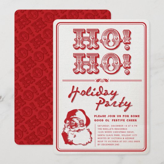 Klassieke Santa HO Holiday Party Uitnodigen Kaart (Voorkant / Achterkant)