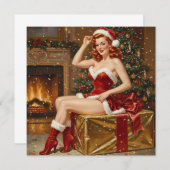 Klassieke Santa Pin-up Kunst Kaart (Voorkant / Achterkant)