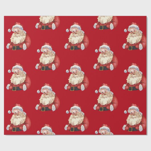Klassieke Santa rode achtergrond Cadeaupapier (Vlak)