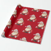Klassieke Santa rode achtergrond Cadeaupapier (Uitgerold)
