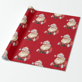 Klassieke Santa rode achtergrond Cadeaupapier