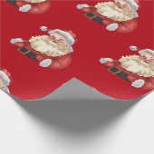 Klassieke Santa rode achtergrond Cadeaupapier (Hoek)