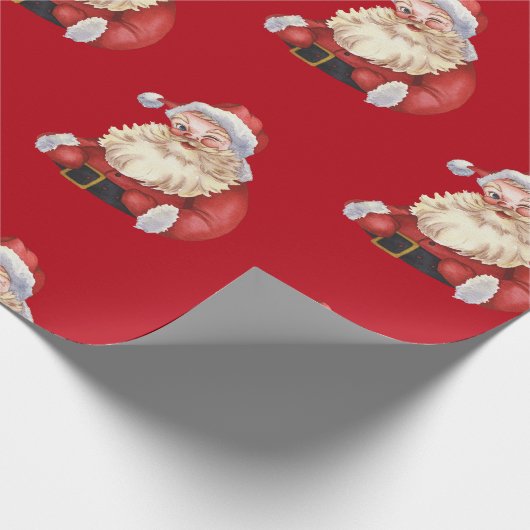 Klassieke Santa rode achtergrond Cadeaupapier (Hoek)