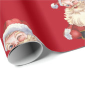 Klassieke Santa rode achtergrond Cadeaupapier (Rol Hoek)
