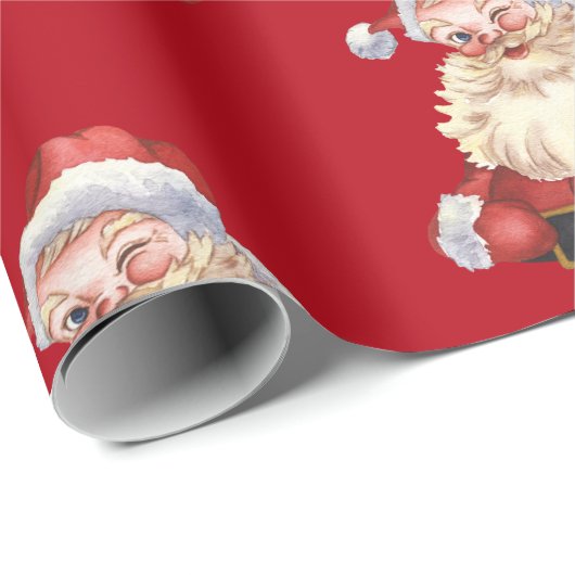 Klassieke Santa rode achtergrond Cadeaupapier (Rol Hoek)