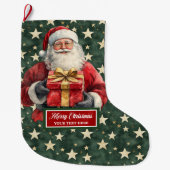 Klassieke Santa Stocking met aangepaste naam rood  Grote Kerstsok (Voorkant)