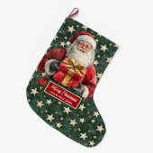 Klassieke Santa Stocking met aangepaste naam rood  Grote Kerstsok (Voorkant (Hangend))
