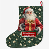 Klassieke Santa Stocking met aangepaste naam rood  Grote Kerstsok (Achterkant)