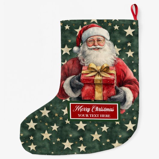 Klassieke Santa Stocking met aangepaste naam rood Grote Kerstsok (Achterkant)