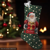 Klassieke Santa Stocking met aangepaste naam rood  Grote Kerstsok