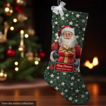 Klassieke Santa Stocking met aangepaste naam rood 