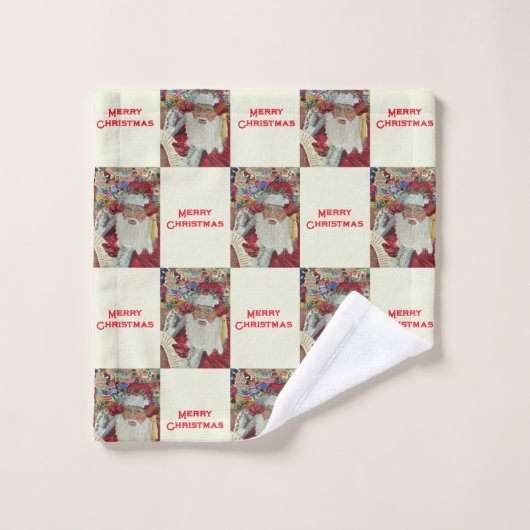 Klassieke Santa White Controle Het Twee keer Vakan Bad Handdoek (Wasdoekje)