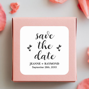Klassieke Save The Date Huwelijksaankondiging Vierkante Sticker