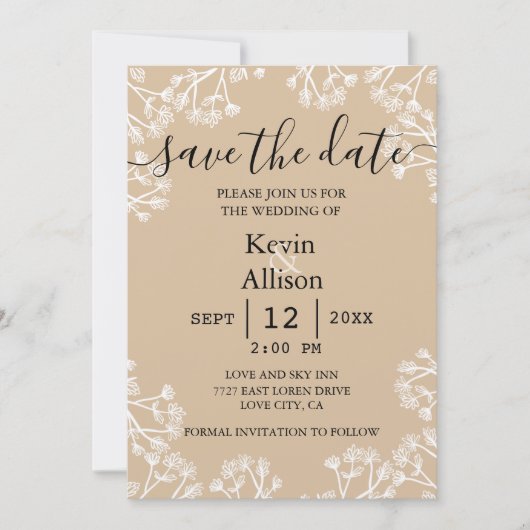 Klassieke Save The Date Simple Bruiloft Kaart (Voorkant)