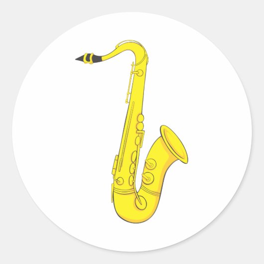 Klassieke saxofoon ronde sticker (Voorkant)