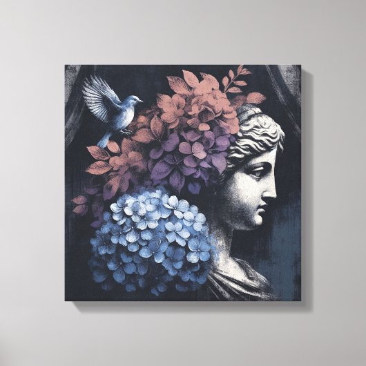 Klassieke scène met gipsombeeld canvas afdruk (Voorkant)